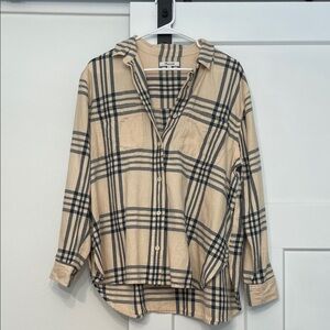 Madewell Plaid Flannel Shirt in Tan and Black